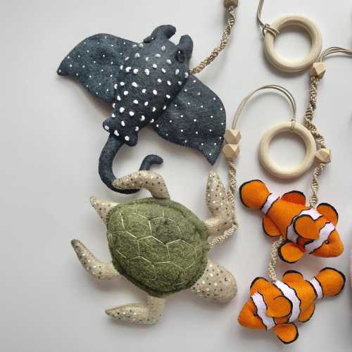 Baby Play Gym| Wooden Baby Play Frame| Baby Gym Set Toys| Toddler Activity Center| Foldable Frame| Hanging Sensory Toys| Ocean Theme Gift