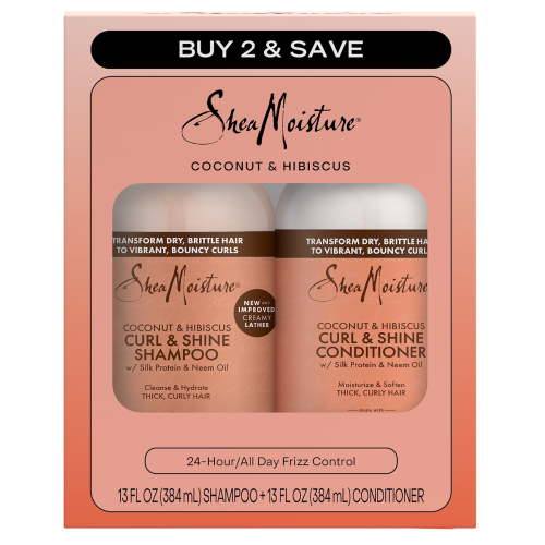 SheaMoisture Curl & Shine Moisturizing Shampoo & Conditioner Set Coconut Hibiscus, 13 oz 2 Count