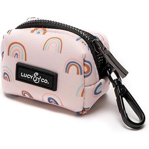 Lucy & Co. in The Clouds Dog Poop Bag Holder - Leak Proof Dispenser - Hygienic Pet Poop Pickup - Pink Rainbows