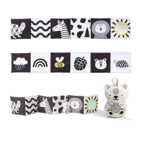 Newborn Soft Activity Book Black & White High Contrast Baby Book Infant Sensory Toys Tummy Time Soft Cloth Books for Babies Textured Fabric Crinkling Shapes Patterns 0-12 Months Newborn Toys