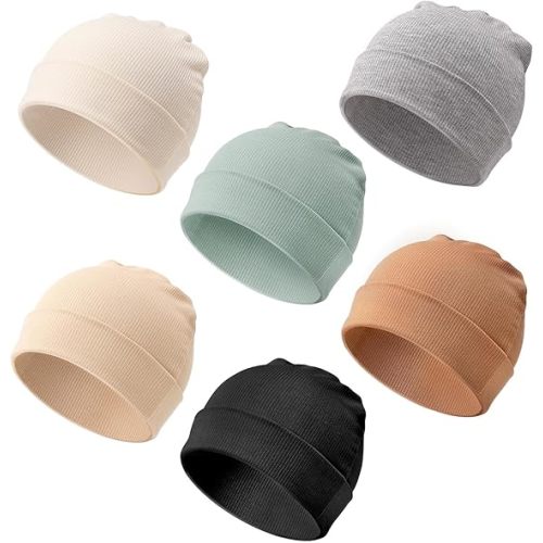 DRESHOW BQUBO 6 Pack Baby Newborn Hats Set for Unisex Infant Newborn Toddler Soft Beanie Hat for Boys Girls 0-24 Months