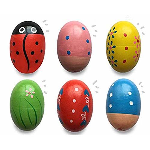 JoFAN 6 Pack Wooden Percussion Musical Shake Eggs Easter Egg Shakers for Kids Boys Girls Toddlers Easter Gifts Easter Basket Stuffers Fillers