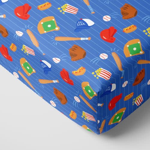 Little Sleepies Baby Crib Sheets, Buttery Soft Viscose from Bamboo Crib Sheets for Boys & Girls, Toddler Bed Sheet, Standard Crib Mattress Sheet, Super Stretchy & Elasticized (Blue All Stars)