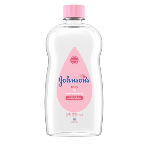 Johnson's Baby Oil, Pure Mineral Oil, Original Scent, 20 fl. oz | Help Prevent Moisture Loss, For Baby, Kids & Adults, Gentle & Soothing Massage Oil, Dry Skin Relief