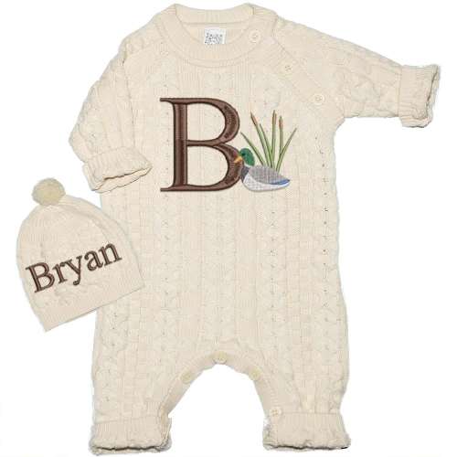 Custom Baby Mallard Duck Ducklings Embroidery Romper, Retro Vintage Hunting Ducks Embroidery, Baby Boy, Baby Girl Romper, Baby Birthday Gift