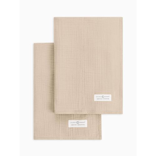 Colored Organics Baby 2 Pack Organic Cotton Burp Cloths Set - Clay Muslin