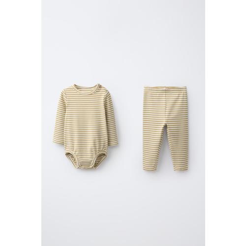 STRIPED BODYSUIT AND LEGGING SET - Pastel blue | ZARA United States