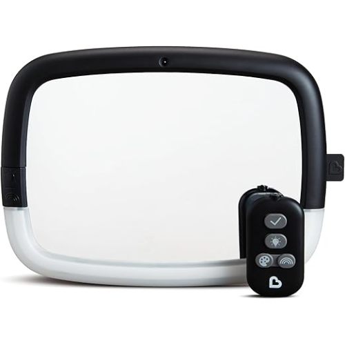 Munchkin Baby Car Mirror for Rear Facing Car Seats, Night Light LED Pivot 360 Baby in-Sight Adjustable Auto Mirror, Black
