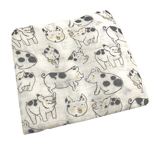 Ultra Soft Muslin Swaddle Blankets Premium Receiving Blanket for Boys & Girls Luxurious Soft and Silky 47" x 47" Pig Blanket (Pig)