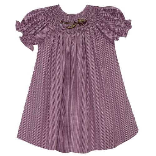 Girls Toddler Vive La Fete Garnet Florida State Seminoles Mini-Check Smocked Bishop Dress
