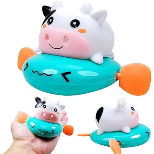 Green Cow Wind Up Bath Toy, Baby Bath Toys 0-6 6-12 Months, Bathtub Plaything for Toddlers 1-3 3-5, Safe Material, Birthday or Holiday for Boys and Girls