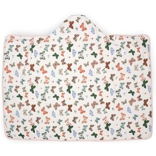 Little Unicorn Hooded Bath Towel | Absorbent Cotton & Terry Blend | Larger Size for Baby & Toddlers, 1-6 Years (Butterflies)