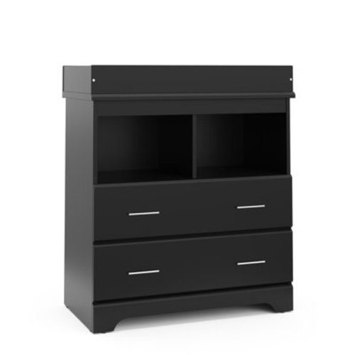Storkcraft Brookside 2 Drawer Infant Changing Table Dresser, Black