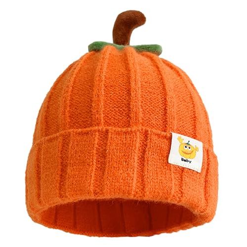 Baby Pumpkin Knit Hat - Halloween Beanie Pumpkin Costume, Winter Beanie Christmas Cap for Infant Kids Toddler Boys Girls