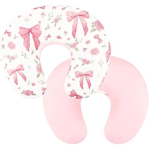 Nursing Pillow Cover, Ultra Soft Breastfeeding Pillow Covers for Newborn Baby Boys and Girls, Easy Removal and Machine Washable Slipcover, 1 Pillowcase Only (Pink Rose)