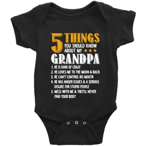 5 Things About My Grandpa Baby Boy Girl Onesie Newborn Organic Bodysuit Romper