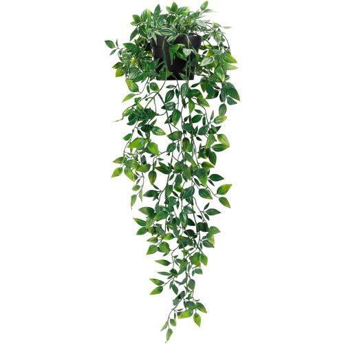 Whonline Fake Hanging Plants, Artificial Small Potted Plants for Indoor Outdoor Aesthetic Office Living Room Shelf Decor (1 Pack)