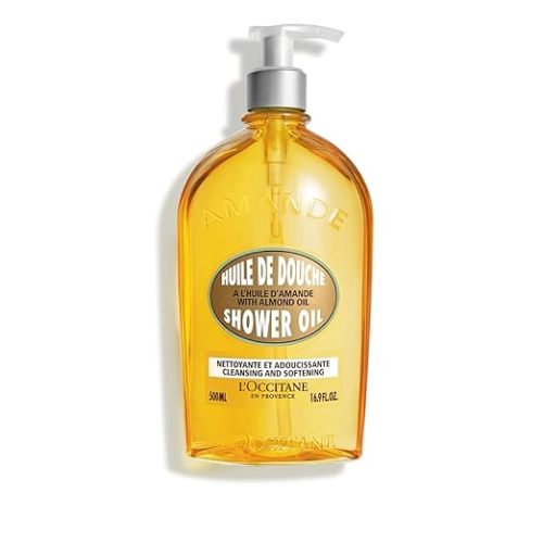 L'OCCITANE Cleansing & Softening Almond Shower Oil, Body Wash & Shaving Base Purifies & Smooths Without Drying Skin, Milky Lather, Nourishing Skincare