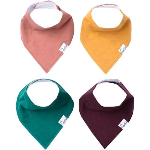 Copper Pearl 4 Pack Soft Cotton Baby Bibs for Drooling and Teething, Absorbent Drool Bibs for Baby Girl and Boy, Adjustable to Fit Newborns to Toddlers, Tons of Styles (Jade)