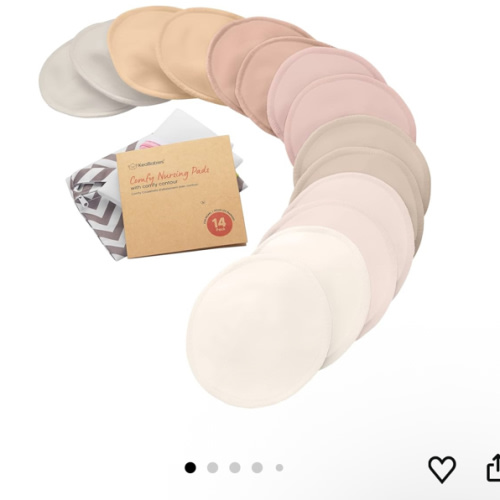 Organic Nursing Pads - 14 Washable Breast Pads for Breastfeeding, Wash Bag, Viscose Derived from Bamboo Reusable Nipple Covers for Breastfeeding Essentials, Soft & Absorbent (Neutrals, L 4.8")