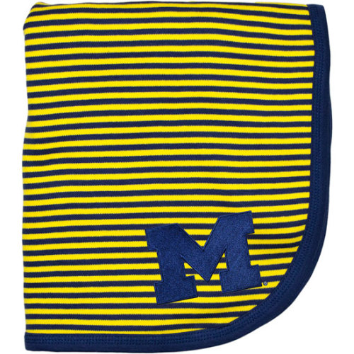 Creative Knitwear University of Michigan Navy/Yellow Striped Baby Blanket