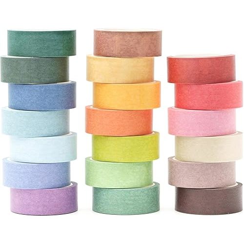 Washi Tape Set - Pastel Colored Masking Rainbow Decorative Tapen