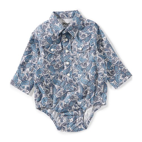 Wrangler® Baby Boys Long-Sleeve Paisley-Printed Bodysuit