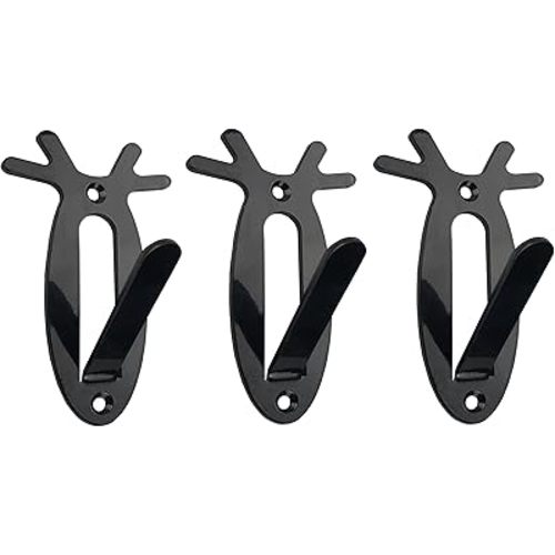 Hi-Flame Siwood 3 Pack of European Skull Wall Mount Bracket Hangers for Deer, Antler Style, Mule Antelope Coyote and Small Game Animals -Easy Installation Kits - Suitable Indoor or Outdoor Use, Black