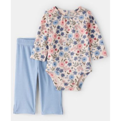 Baby Girls' Floral Print Bodysuit and Pants, 2-Piece Set