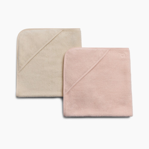 Tiny Kind Organic Hooded Towel 2-Pack - Cloud Pink/Antique White, 0-24 M