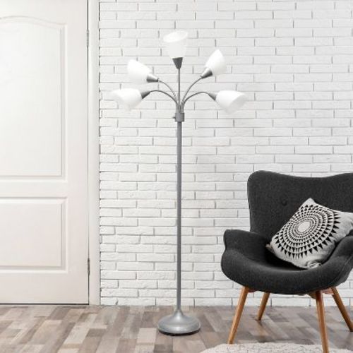 67" Contemporary Multi 5-Head Adjustable Gooseneck Floor Lamp - Simple Designs