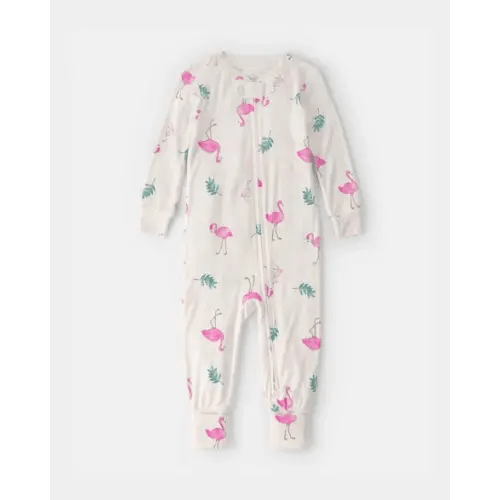 Baby Girl Flamingo PurelySoft Snug Fit 1-Piece Pajama - Ivory | Carter's