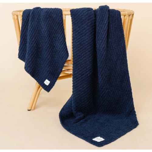 Chenille Blanket - Navy - Small