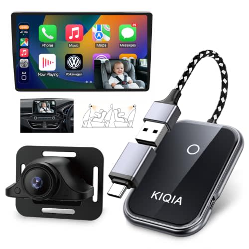 Baby Car Camera with Wireless CarPlay & Android Auto Adapter | 1080P AHD Resolution, 120° Wide-Angle View, Clear Night Vision, Real-Time In-Car Monitoring