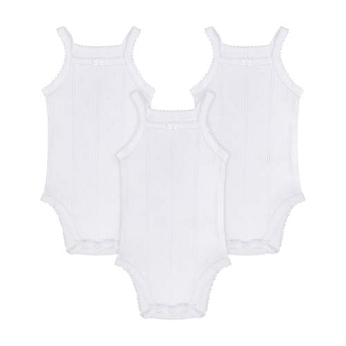 Buyless Fashion Baby Girl White Eyelet Camisole Sleeveless Onesies in Soft Cotton