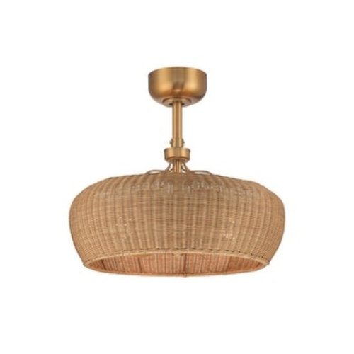 Maribel™ 22 inch Rattan Shade Ceiling Fan with Remote Control and Dimmable Lights - Aged Brass