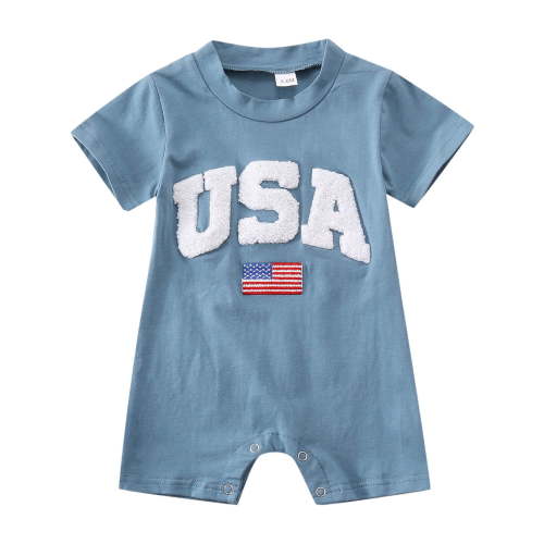 WUANDIXFA Newborn Boy Clothes 4th of July Baby Girl 250 Anniversary USA Baby 4th of July Outfit Boy Baby Boy Romper 12-18 Months,Blue