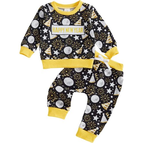 Kupretty Baby Boy Christmas Outfit Toddler Winter Clothes Santa Long Sleeve Crewneck Sweatshirts + Pants Clothing Sets