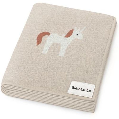 Bleu La La 100% Luxury Cotton Soft Knit Swaddle Baby Blanket for Blanket for Newborns and Infants Boys and Girls - Unicorn - Cream