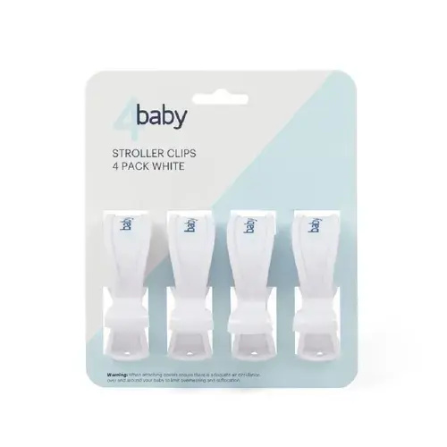 4Baby Stroller Clips 4 Pack White | Baby Bunting NZ