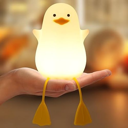 Duck Night Light, LED Squishy Duck Lamp, Cute Silicone Dimmable Nursery Nightlight, Rechargeable Bedside Touch Lamp for Breastfeeding Room Decor