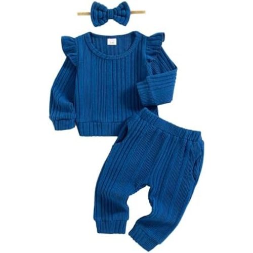 Mioglrie Toddler Baby Girl Clothes Fall Winter Sweatsuit Newborn Sweatshirt Sweat Pant Sets Outfits Infant Girls Clothing