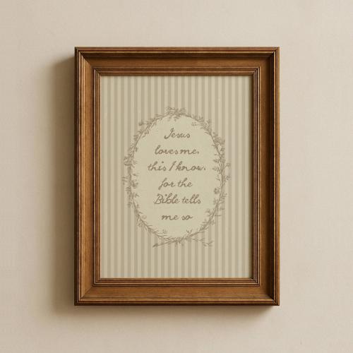 Jesus Loves Me Vintage Nursery Print, Gender Neutral Nursery Decor, Playroom Wall Art, Baby Girl Nursery Wall Art, Baby Boy Nursery Decor