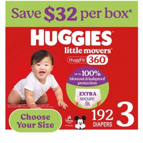 Huggies Little Movers HuggFit 360° Diapers, Sizes 3-7 - Samsclub.com
