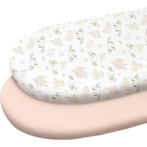 Gllquen Baby Organic Cotton Bassinet Sheets (33"x17") 2-Pack Animal