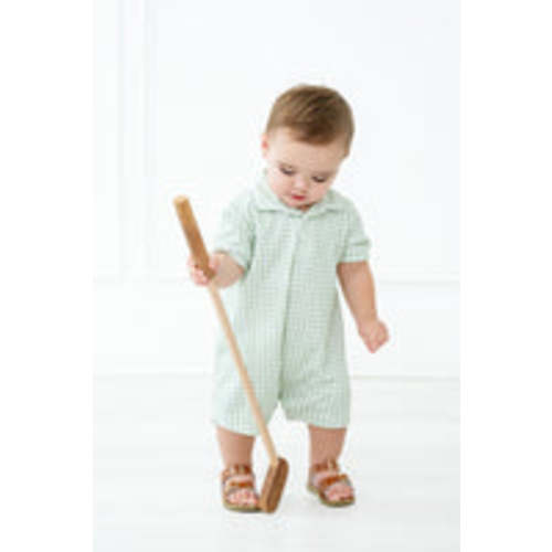 Pima Green Gingham Romper I Ruth and Ralph