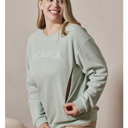 Waffle Knit Mama With Zippers Breastfeeding Sweatshirt – Giftifymama