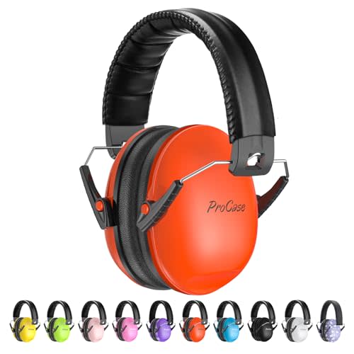 ProCase Noise Cancelling Headphones for Kids Toddler, SNR 27dB Noise Reduction Ear Muffs, Hearing Protection for Monster Jam, Concerts, Fireworks, Shooting, Air Show, Autism Sensory Needs -Orange