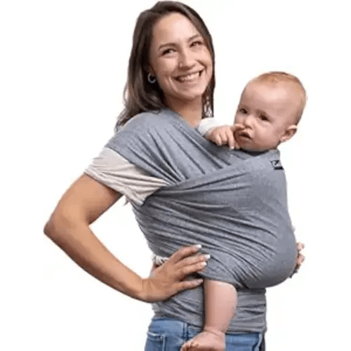 Cuddlebug Hands-Free Baby Carrier - Soft & Stretchy Wrap for Newborn to Toddler 7-35 lbs - One-Size-Fits-All Hip-Healthy Holder (Gray)