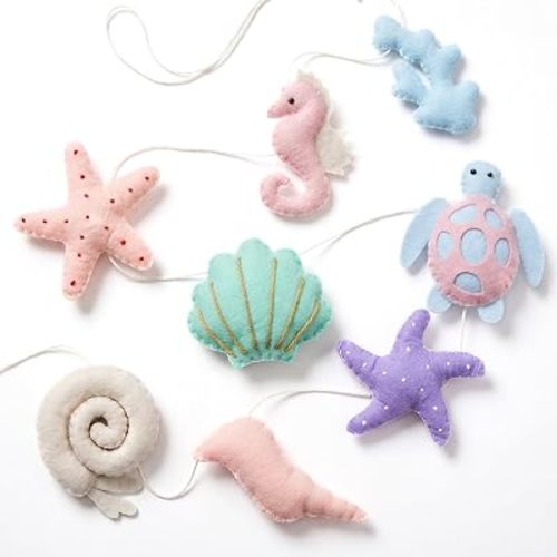 SmoothNovelty Under The Sea Decorations, Beach Seashell Felt Garland 4.9 ft